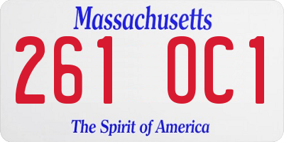 MA license plate 261OC1