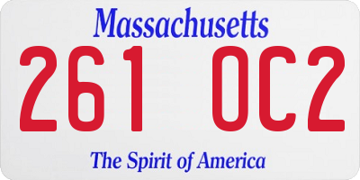 MA license plate 261OC2