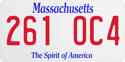 MA license plate 261OC4