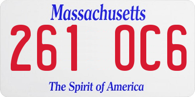 MA license plate 261OC6