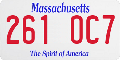 MA license plate 261OC7