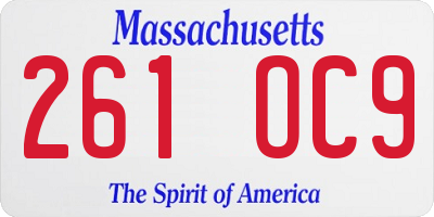 MA license plate 261OC9