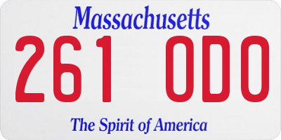 MA license plate 261OD0