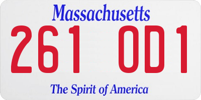 MA license plate 261OD1