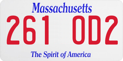 MA license plate 261OD2