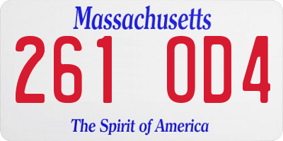 MA license plate 261OD4