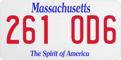 MA license plate 261OD6