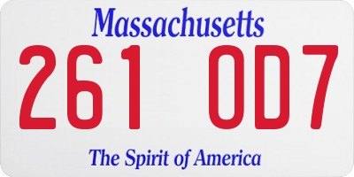 MA license plate 261OD7