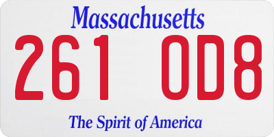 MA license plate 261OD8