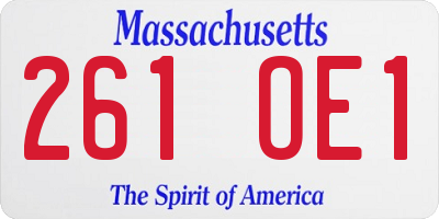 MA license plate 261OE1