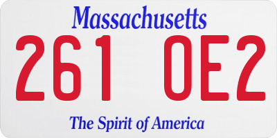 MA license plate 261OE2