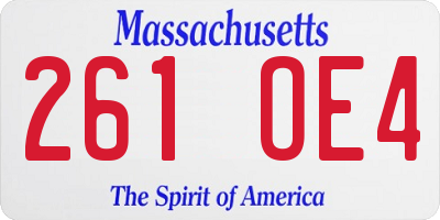 MA license plate 261OE4
