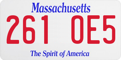 MA license plate 261OE5