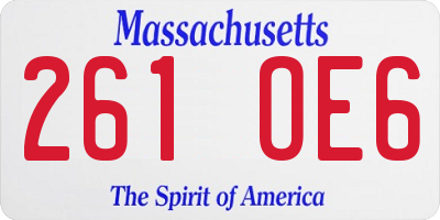 MA license plate 261OE6