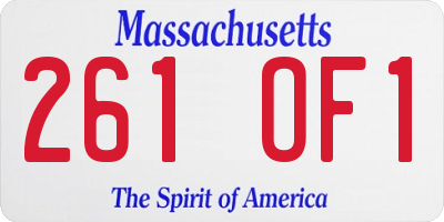 MA license plate 261OF1