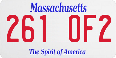 MA license plate 261OF2