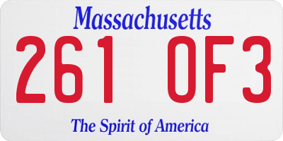MA license plate 261OF3