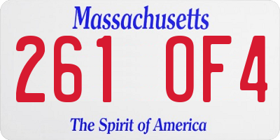 MA license plate 261OF4