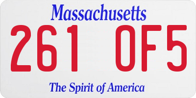 MA license plate 261OF5