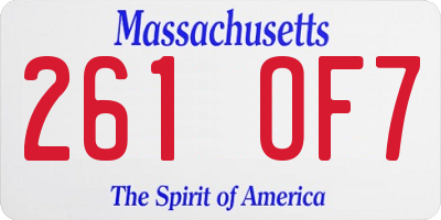 MA license plate 261OF7