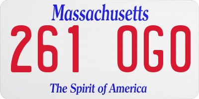 MA license plate 261OG0