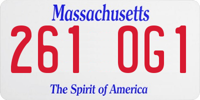 MA license plate 261OG1