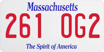 MA license plate 261OG2