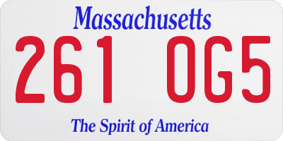 MA license plate 261OG5