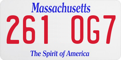 MA license plate 261OG7