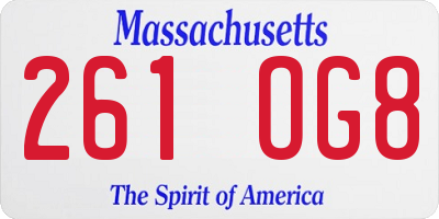 MA license plate 261OG8