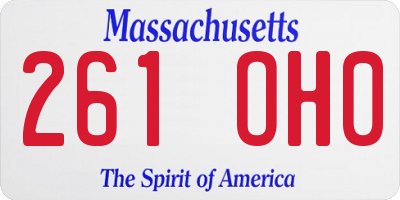 MA license plate 261OH0