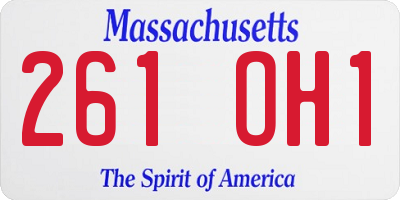 MA license plate 261OH1