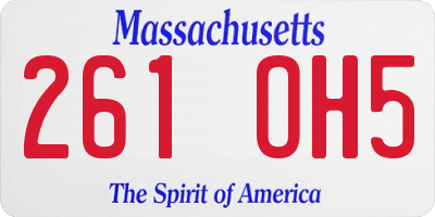MA license plate 261OH5