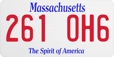 MA license plate 261OH6