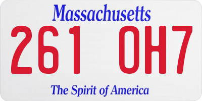 MA license plate 261OH7