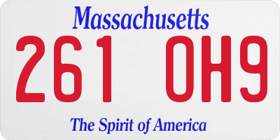 MA license plate 261OH9