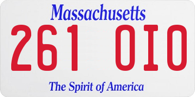 MA license plate 261OI0