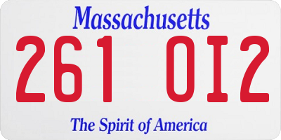 MA license plate 261OI2
