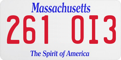 MA license plate 261OI3