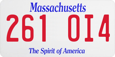 MA license plate 261OI4