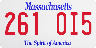 MA license plate 261OI5