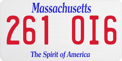 MA license plate 261OI6