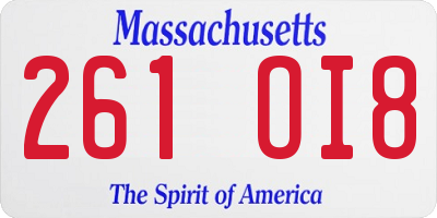 MA license plate 261OI8