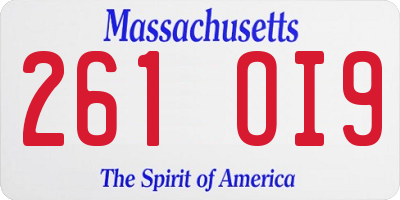 MA license plate 261OI9