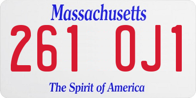 MA license plate 261OJ1