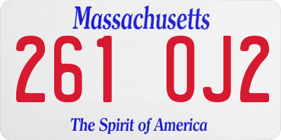 MA license plate 261OJ2