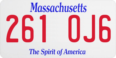 MA license plate 261OJ6
