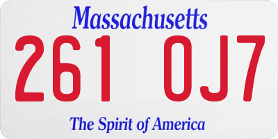 MA license plate 261OJ7
