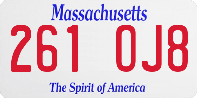 MA license plate 261OJ8
