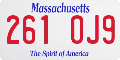 MA license plate 261OJ9